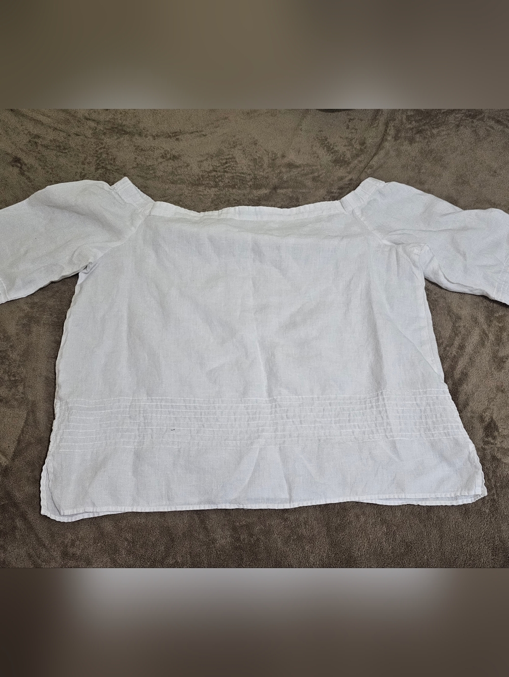Ann Taylor White Off-Shoulder Pintuck Cotton Top